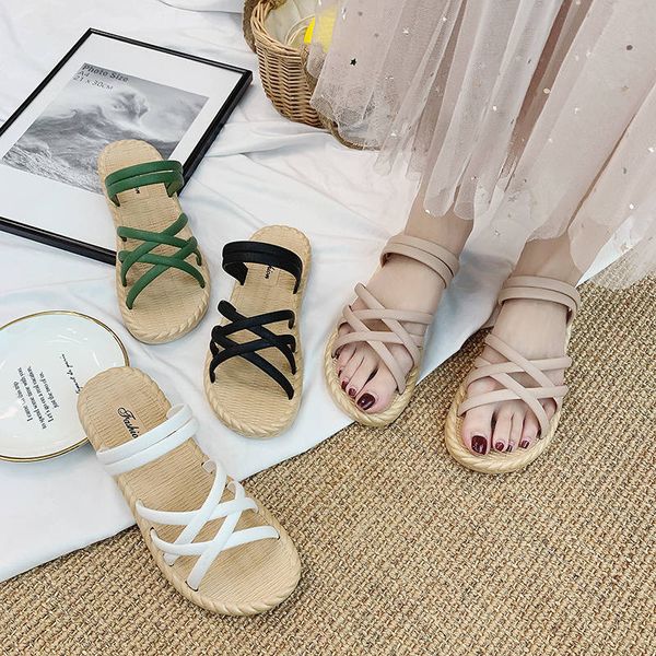 flat sandals summer women's slippers leather comfortable sole cross weave pimped out color woman slippers walking shoes colorful, Black
flat sandals summer women's slippers leather comfortable sole cross weave pimped out color woman slippers walking shoes colorful, Black