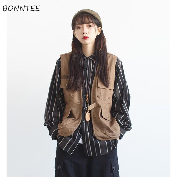 vests women chic japan style retro cargo leisure summer teens crop jacket fashion pocket design all-match womens vest new, Black;white
vests women chic japan style retro cargo leisure summer teens crop jacket fashion pocket design all-match womens vest new, Black;white