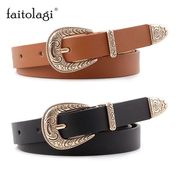 luxury western cowgirl women belt metal buckle black leather waist belts vintage female jeans pants belts strap, Black;brown
luxury western cowgirl women belt metal buckle black leather waist belts vintage female jeans pants belts strap, Black;brown