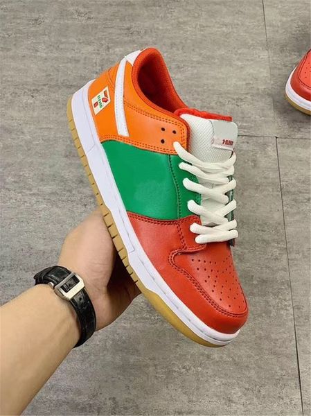 2020 limited 7-eleven x sb dunk low green red orange women men skateboard shoes sports sneakers design shoes without box