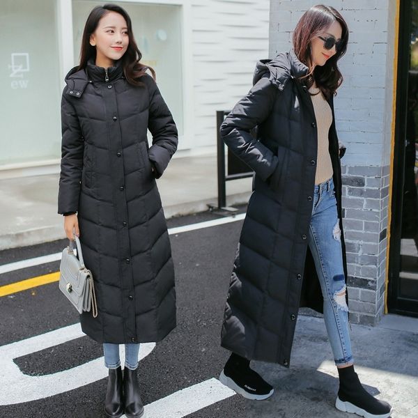 91nk9 new lengthened women's super long over-knee jacket coat down jacket korean thickened winter mid-length slim white duck down large, Black
91nk9 new lengthened women's super long over-knee jacket coat down jacket korean thickened winter mid-length slim white duck down large, Black