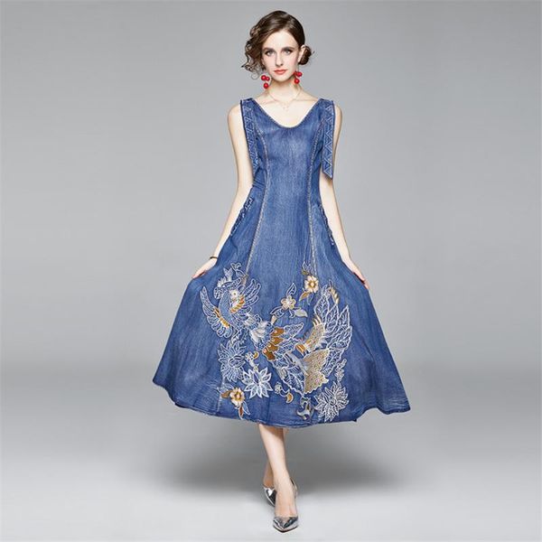 summer jeans dress women sleeveless floral embroidery dress 2020 fashion design casual long denim dresses robe, Black;gray
summer jeans dress women sleeveless floral embroidery dress 2020 fashion design casual long denim dresses robe, Black;gray