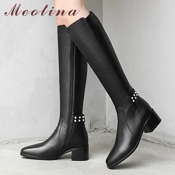 meotina pearl genuine leather mid heel long boots women shoes block heels zip knee-high boots lady autumn winter beige size 40, Black
meotina pearl genuine leather mid heel long boots women shoes block heels zip knee-high boots lady autumn winter beige size 40, Black