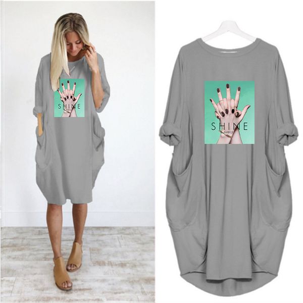 fashion women's diy dresses summer and autumn trends new printed women's long sleeve long t-shirt large size loose casual skirt wh, Black;gray
fashion women's diy dresses summer and autumn trends new printed women's long sleeve long t-shirt large size loose casual skirt wh, Black;gray