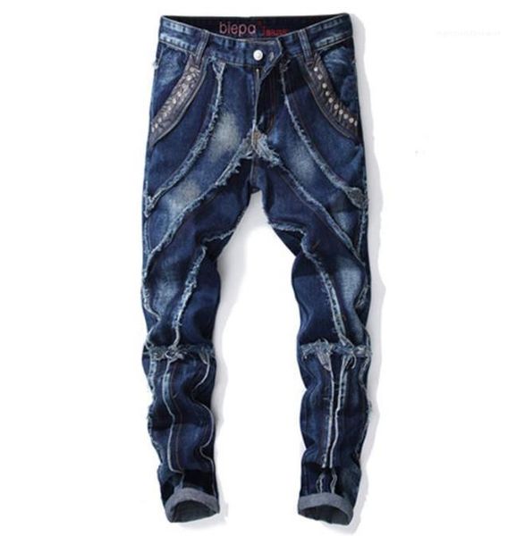 washed long casual clothing mens summer jeans pour hommes light pleated mens designer jeans, Blue
