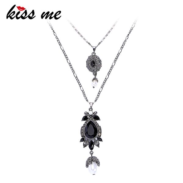 kissme necklace 2020 new fashion crystal imitation pearl water drop flower layered pendant necklace costume jewelry, Silver
kissme necklace 2020 new fashion crystal imitation pearl water drop flower layered pendant necklace costume jewelry, Silver
