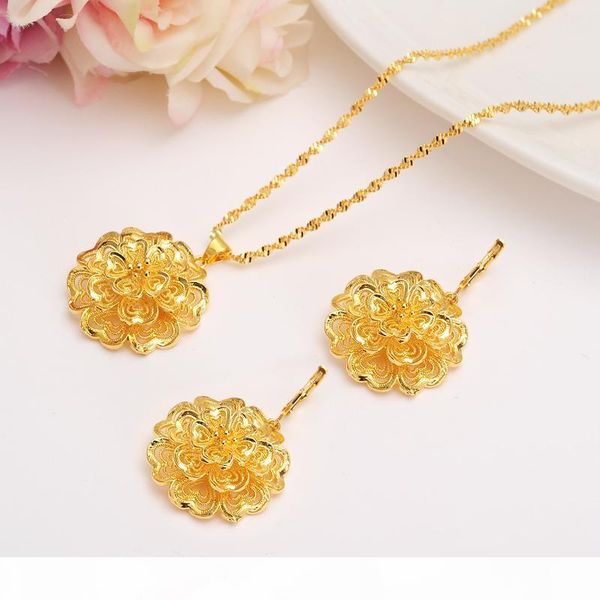 in full bloom 24k solid fine yellow gold filled multichamber flower set jewelry pendant chain earrings african bride wedding bijoux gift, Silver
in full bloom 24k solid fine yellow gold filled multichamber flower set jewelry pendant chain earrings african bride wedding bijoux gift, Silver