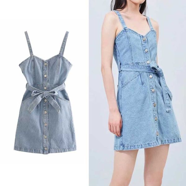 women's sleeveless dress ladies summer denim waistband casual elastic waist single breasted female short jean dresses, Black;gray
women's sleeveless dress ladies summer denim waistband casual elastic waist single breasted female short jean dresses, Black;gray