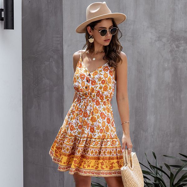 summer sweet spaghetti strap button dress women cotton print v neck high waist sleeveless dress 2020 new, Black;gray
summer sweet spaghetti strap button dress women cotton print v neck high waist sleeveless dress 2020 new, Black;gray