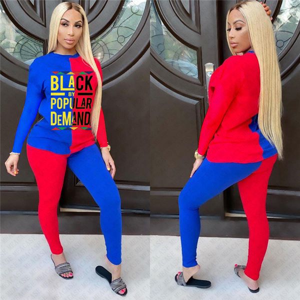 women two pieces tracksuit designer letter black by popular demand patchwork t shirt pants sweater trousers sport suit d72304, White
women two pieces tracksuit designer letter black by popular demand patchwork t shirt pants sweater trousers sport suit d72304, White