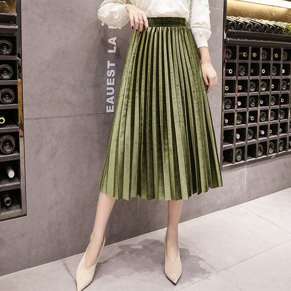 2020 autumn winter velvet skirt high waisted skinny large swing long pleated skirts metallic plus size 3xl midi saia, Black
2020 autumn winter velvet skirt high waisted skinny large swing long pleated skirts metallic plus size 3xl midi saia, Black