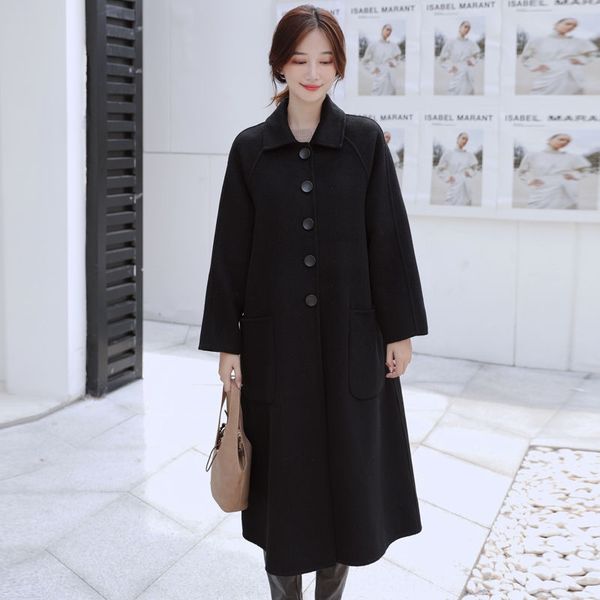 off-season new handmade double-sided woolen women's coat woolwool wool woolen single-breasted loose coat mid-length overknee, Black
off-season new handmade double-sided woolen women's coat woolwool wool woolen single-breasted loose coat mid-length overknee, Black