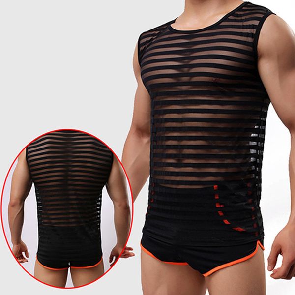 undershirts men undershirt see through gay tank underwear stripe transparent mesh shirts regata masculina, Black;brown
undershirts men undershirt see through gay tank underwear stripe transparent mesh shirts regata masculina, Black;brown