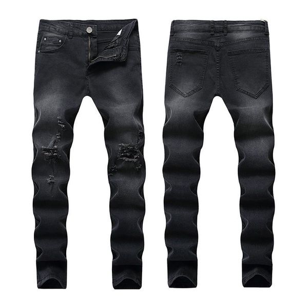 men casual jeans distressed hole jeans torn ripped slim pants destroyed denim trousers male skinny pencil pants streetwear, Blue
men casual jeans distressed hole jeans torn ripped slim pants destroyed denim trousers male skinny pencil pants streetwear, Blue