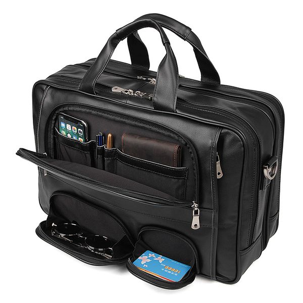 large capacity black coffee genuine leather men messenger bags business travel bags 15.6'' lapbriefcase portfolio m7289
large capacity black coffee genuine leather men messenger bags business travel bags 15.6'' lapbriefcase portfolio m7289