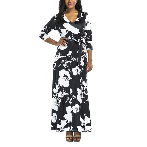 casual dresses female boho floral women dress beach maxi ball gown elegant v-neck spring, Black;gray
casual dresses female boho floral women dress beach maxi ball gown elegant v-neck spring, Black;gray