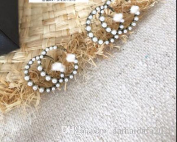 fashion temperament pearl letter female simple trend earrings ear clips