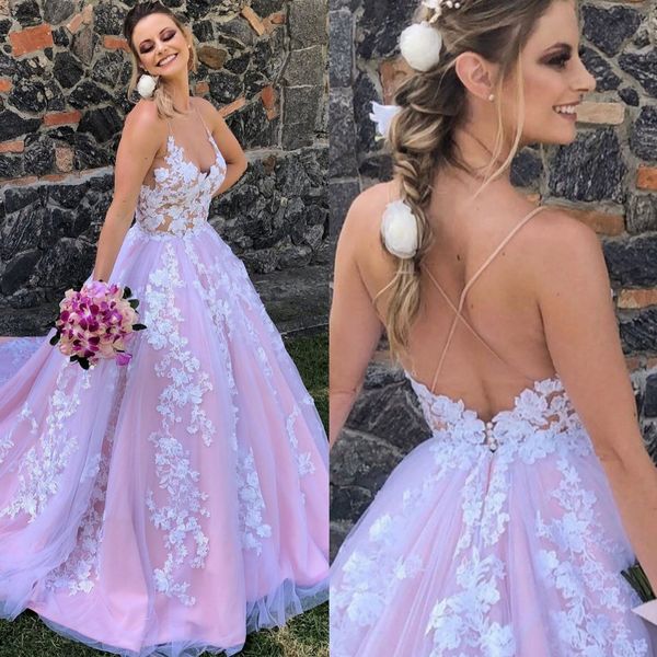 pink lace backless wedding dresses v neck appliqued sleeveless bridal gowns sweep train tulle robe de mariée, White
pink lace backless wedding dresses v neck appliqued sleeveless bridal gowns sweep train tulle robe de mariée, White