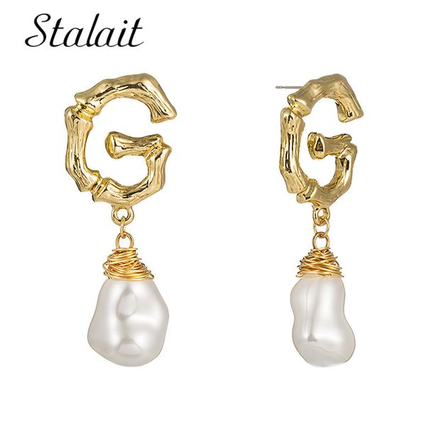 baroque irregular fresh pearl drop earrings fashion bohemian gold color letter g earrings for women jewelry gift, Silver
baroque irregular fresh pearl drop earrings fashion bohemian gold color letter g earrings for women jewelry gift, Silver