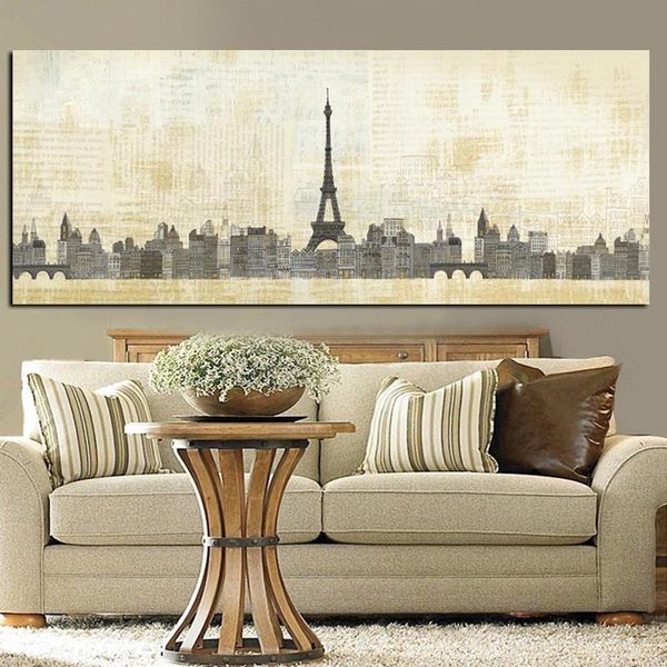 

Abstract Paris Effiel Tower French City Building Wall Art Pictures Painting Wall Art for Living Room Home Decor (No Frame)