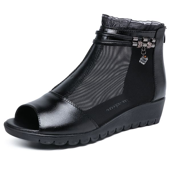 hkxn 2020 women's sandals shoes genuine leather flats heels mesh peep toe sandals zip autumn wedge boots, Black
hkxn 2020 women's sandals shoes genuine leather flats heels mesh peep toe sandals zip autumn wedge boots, Black