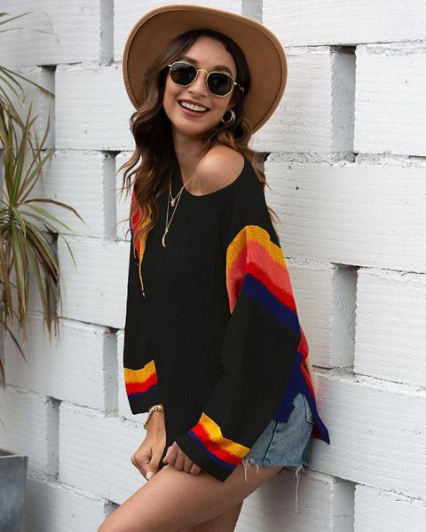 girls fashion rainbow striped loose knitted pullovers loose casual holiday beach style sweaters flare sleeved ladies cool, White;black
girls fashion rainbow striped loose knitted pullovers loose casual holiday beach style sweaters flare sleeved ladies cool, White;black