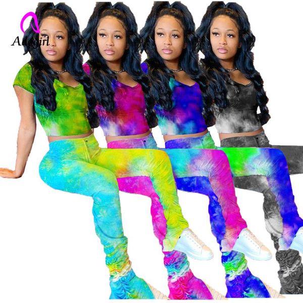 tie dye print tracksuit women 2 piece set casual crop + high waist leggings stacked pants matching set bell bottom outfits, White
tie dye print tracksuit women 2 piece set casual crop + high waist leggings stacked pants matching set bell bottom outfits, White