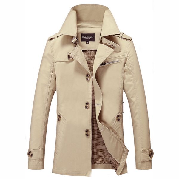 big size -5xl men fashion trench 2020 autumn winter warm outerwear man casual khaki black coats windbreaker, Tan;black