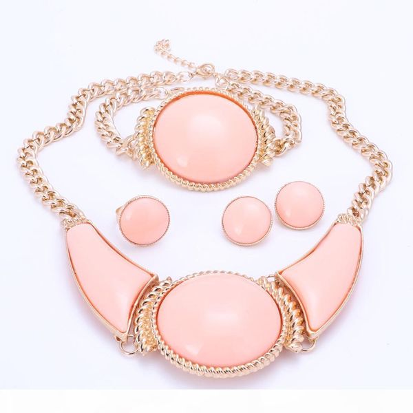 women party bridal fine african beads jewelry sets for wedding dress accessories pink resin gem necklace earrings rings sets, Slivery;golden
women party bridal fine african beads jewelry sets for wedding dress accessories pink resin gem necklace earrings rings sets, Slivery;golden