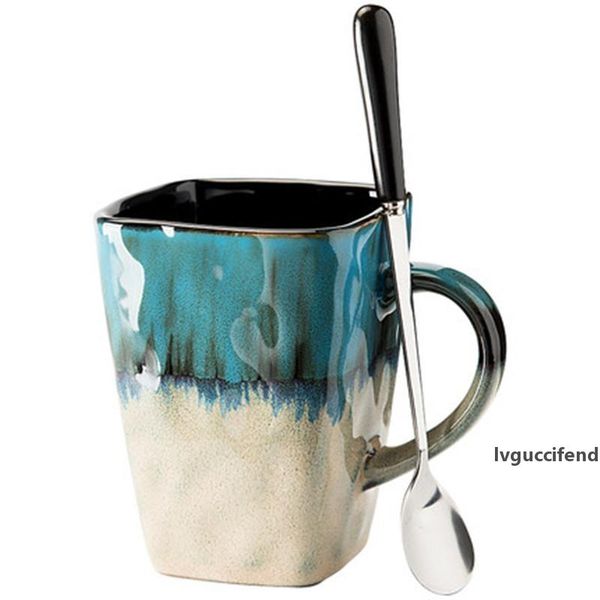 retro square teacup personality ceramic mug large capacity mug with lid spoon coffee cup home creative couple cup breakfast cup t200506
retro square teacup personality ceramic mug large capacity mug with lid spoon coffee cup home creative couple cup breakfast cup t200506