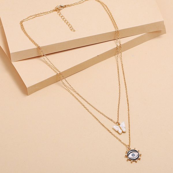 european and american ins cool clavicle female fashion simple retro multi-layer butterfly drop oil eye choker necklace, Silver
european and american ins cool clavicle female fashion simple retro multi-layer butterfly drop oil eye choker necklace, Silver