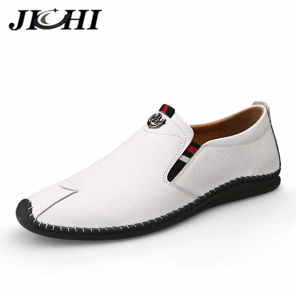 fashion design men shoes loafer moccasins breathable genuine leather shoes men comfortable anti slip loafers leather 2020, Black