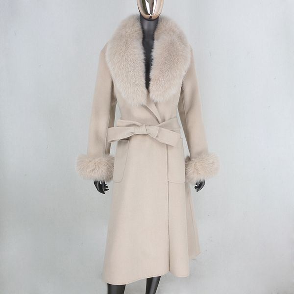 cxfs 2020 new x-long cashmere wool blends real fur coat belt winter jacket women natural fur collar and cuffs streetwear, Black
cxfs 2020 new x-long cashmere wool blends real fur coat belt winter jacket women natural fur collar and cuffs streetwear, Black