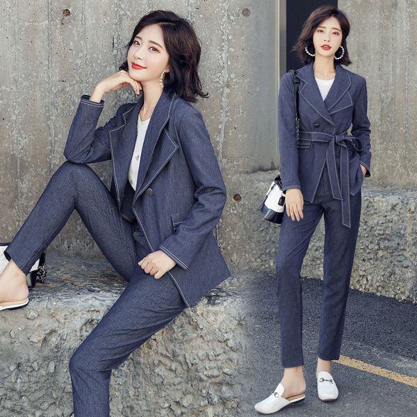 clothes and pants two-piece 2020 new autumn and winter section retro slim lapel suit jacket + temperament wild straight pants, Gray
clothes and pants two-piece 2020 new autumn and winter section retro slim lapel suit jacket + temperament wild straight pants, Gray