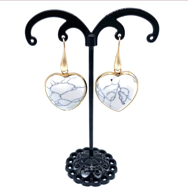 wholesale 10 pairs gold plated love heart white howlite stone dangle earrings for women black agate jewelry, Silver
wholesale 10 pairs gold plated love heart white howlite stone dangle earrings for women black agate jewelry, Silver