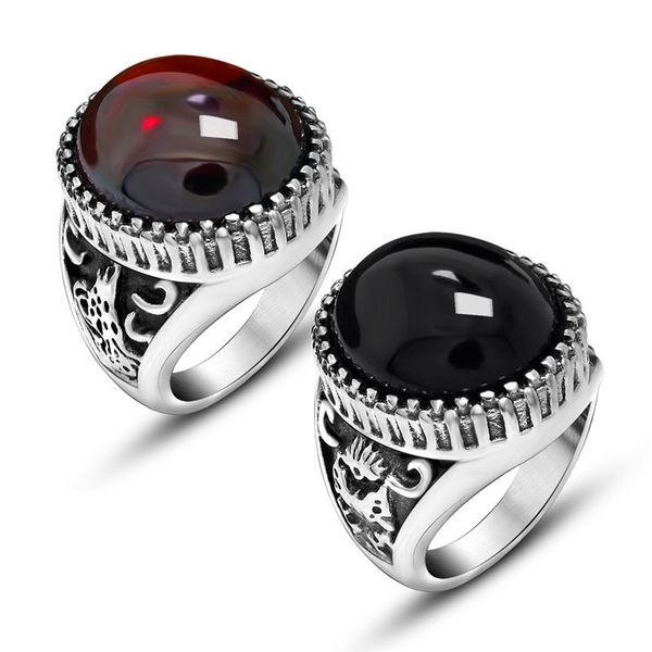 vintage design black red stone mens ring stainless steel punk jewelry big stone rings for men never fade, Silver
vintage design black red stone mens ring stainless steel punk jewelry big stone rings for men never fade, Silver