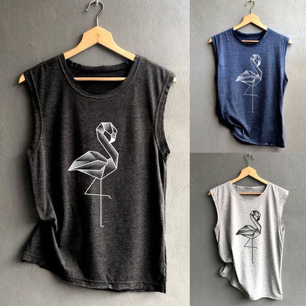 women sleeveless geometric swan print t shirt canotte donna casual loose tank comfortable summer female sports top, White
women sleeveless geometric swan print t shirt canotte donna casual loose tank comfortable summer female sports top, White