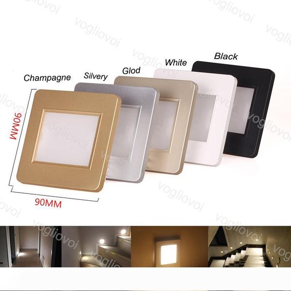 led ground footlight 1.5w 90mm face wall recessed led light stair step night lamps indoor ip20 abs embedded staircase white lamp eub