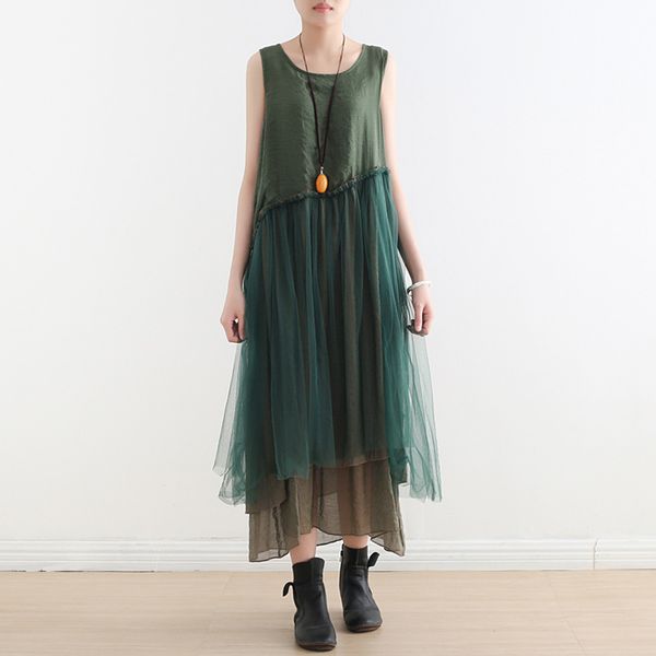 johnature women summer sleeveless dress o-neck patchwork lace robes 2020 summer new women sweet cloths vintage dress, Black;gray
johnature women summer sleeveless dress o-neck patchwork lace robes 2020 summer new women sweet cloths vintage dress, Black;gray