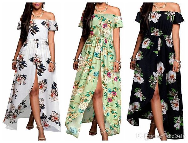 women dress slash nech shoulder short sleeve strapless split elegant lady flower print long skirt casual loose dresses size s-xl, Black;gray
women dress slash nech shoulder short sleeve strapless split elegant lady flower print long skirt casual loose dresses size s-xl, Black;gray