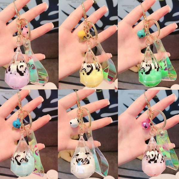 new floating creative cute milk panda liquid pendant key chain chain acrylic quicksand drift bottle bag bag pendant, Silver
new floating creative cute milk panda liquid pendant key chain chain acrylic quicksand drift bottle bag bag pendant, Silver