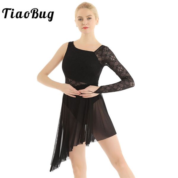 tiaobug adults asymmetrical single long sleeve lace gymnastics leotard women ballet dress contemporary lyrical dance costumes, Black;red
tiaobug adults asymmetrical single long sleeve lace gymnastics leotard women ballet dress contemporary lyrical dance costumes, Black;red
