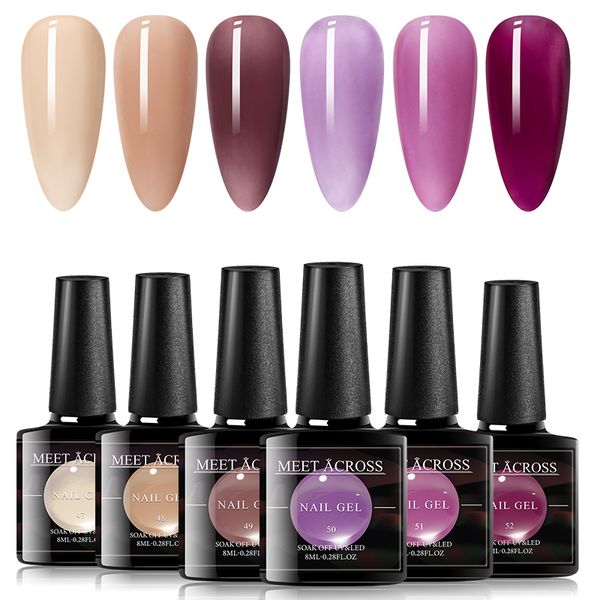 meet across 6 pcs nail gel set translucent gel polish for manicure semi permanent uv led crystal soak off jelly uv nail
meet across 6 pcs nail gel set translucent gel polish for manicure semi permanent uv led crystal soak off jelly uv nail