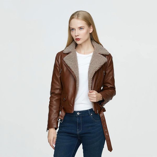 women fur faux leather jacket coat with belt turn down collar ladies 2020 winter thick warm oversized coat, Black
women fur faux leather jacket coat with belt turn down collar ladies 2020 winter thick warm oversized coat, Black