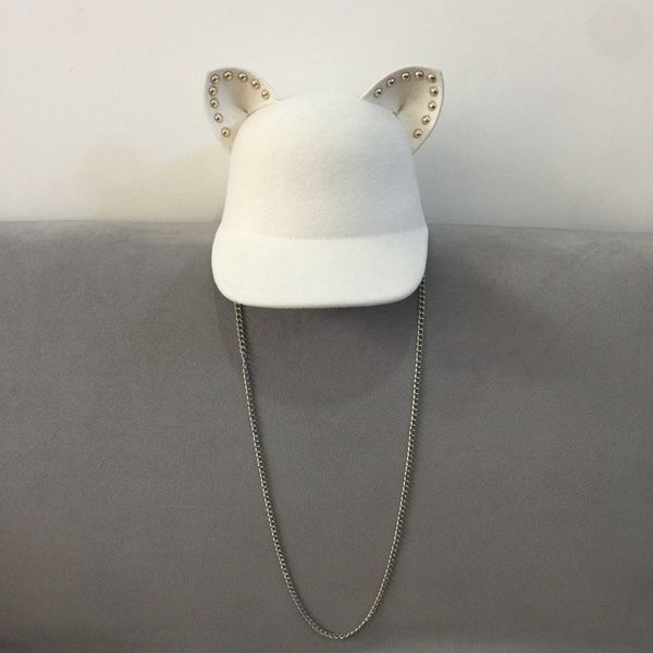 new genie cat baseball cap ear rivet chain cute age reduction baseball cap white woolen face small equestrian hat fashion, Blue;gray
new genie cat baseball cap ear rivet chain cute age reduction baseball cap white woolen face small equestrian hat fashion, Blue;gray