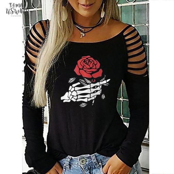 punk t shirt women long sleeve print skull flower hollow streetwear tee femme plus size womens clothing sj4425v, White
punk t shirt women long sleeve print skull flower hollow streetwear tee femme plus size womens clothing sj4425v, White