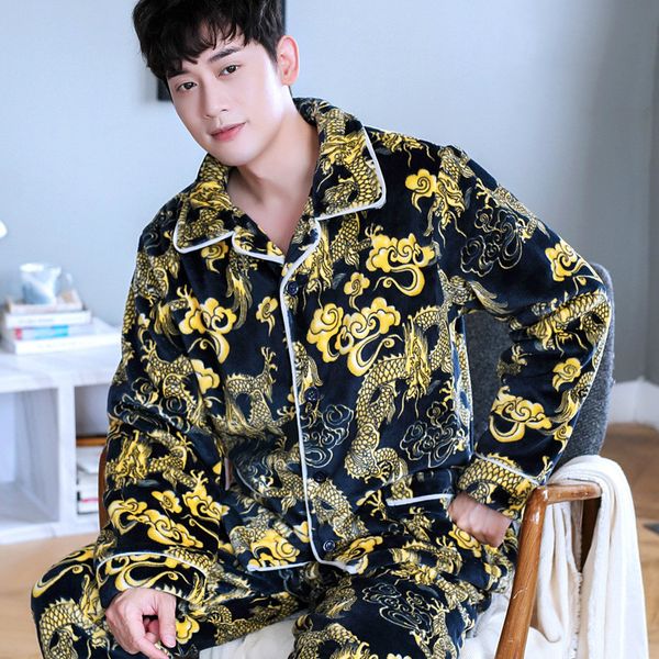 men's sleepwear h5905 men fashion pajamas chinese dragon printed thickened coral fleece home clothing suit flannel autumn winter nightw, Black;brown
men's sleepwear h5905 men fashion pajamas chinese dragon printed thickened coral fleece home clothing suit flannel autumn winter nightw, Black;brown