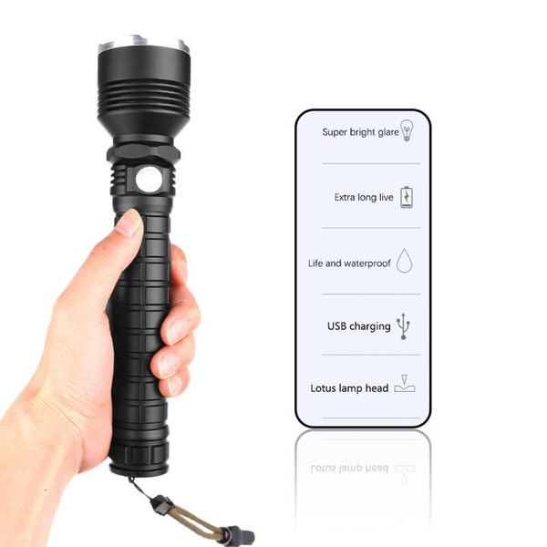 3 Modes Usb Charging Led Tactical Torch 18650/26650 Lighting Led Flashlights Bright