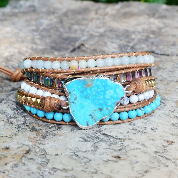 unique mixed natural stones turquoises charm 5 strands wrap bracelets handmade boho bracelet women leather bracelet dropshipping cx200730, Black
unique mixed natural stones turquoises charm 5 strands wrap bracelets handmade boho bracelet women leather bracelet dropshipping cx200730, Black