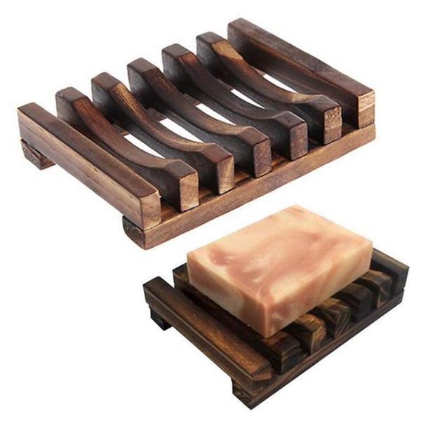 Natural Wooden Bamboo Soap Dish Tray Holder Storage Soap Rack Plate Box Container for Bath Shower Plate Bathroom